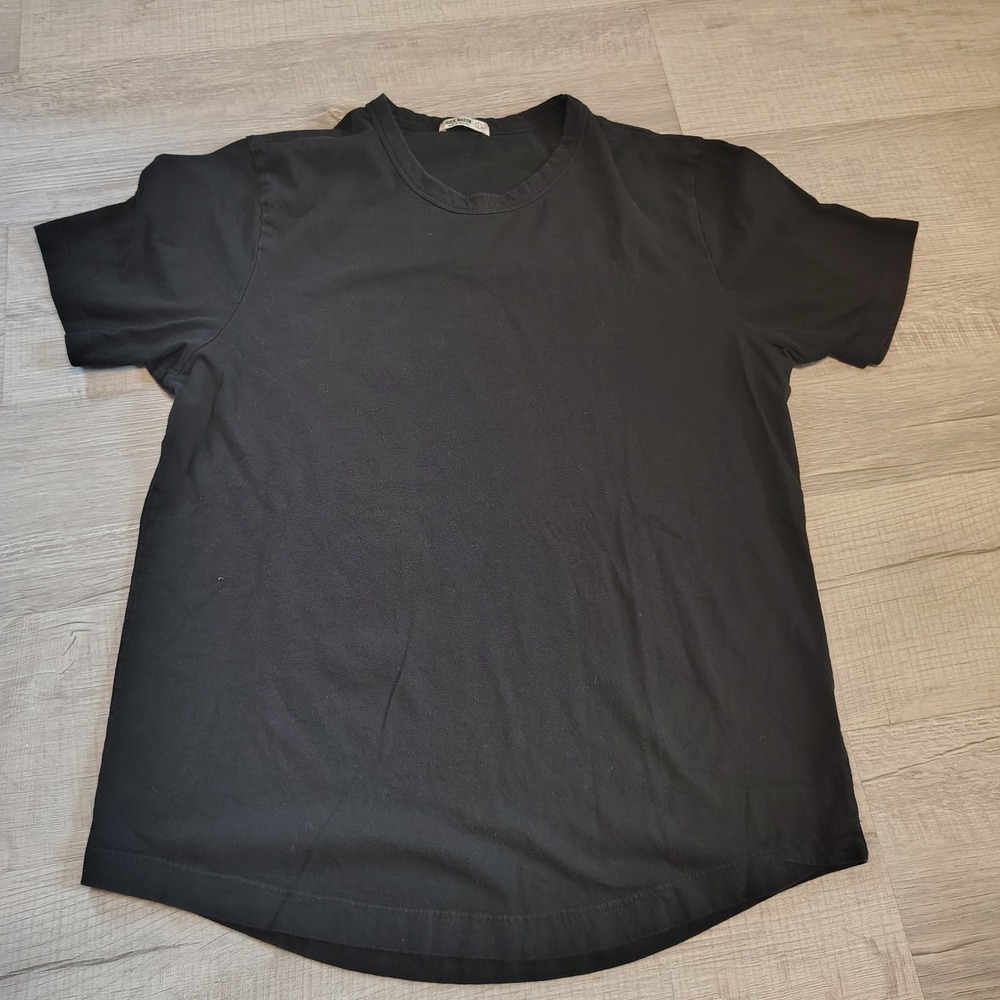Buck Mason Mens Large Tall Black Curved Hem Short Sleeve Crew Neck T-Shirt L T